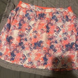 Kyodan Women's Floral A-Line Skirt in Coral and Navy